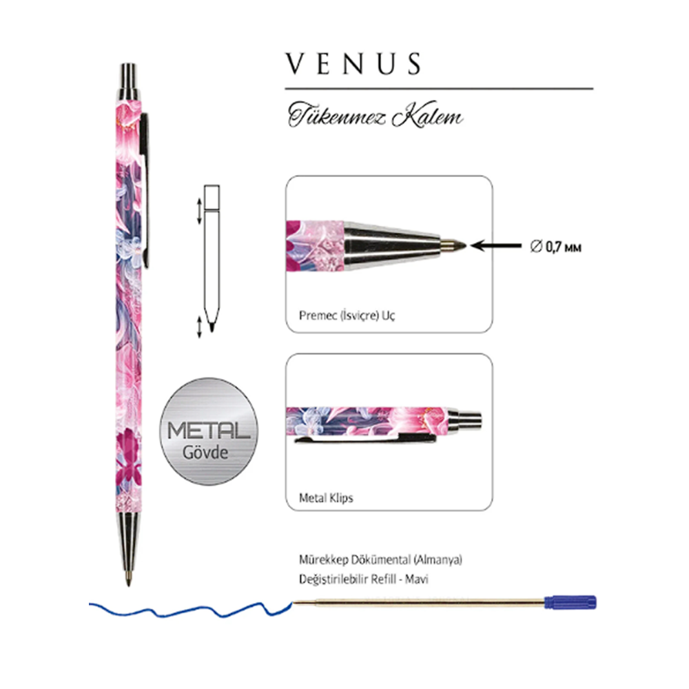 Victoria’s Journals VENUS 0.7 mm Mavi Tükenmez Kalem 320-2187