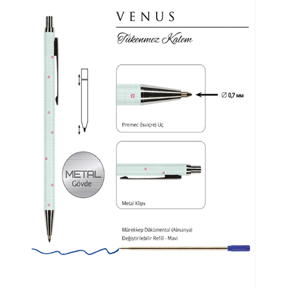 Victoria’s Journals VENUS 0.7 mm Mavi Tükenmez Kalem 320-2202