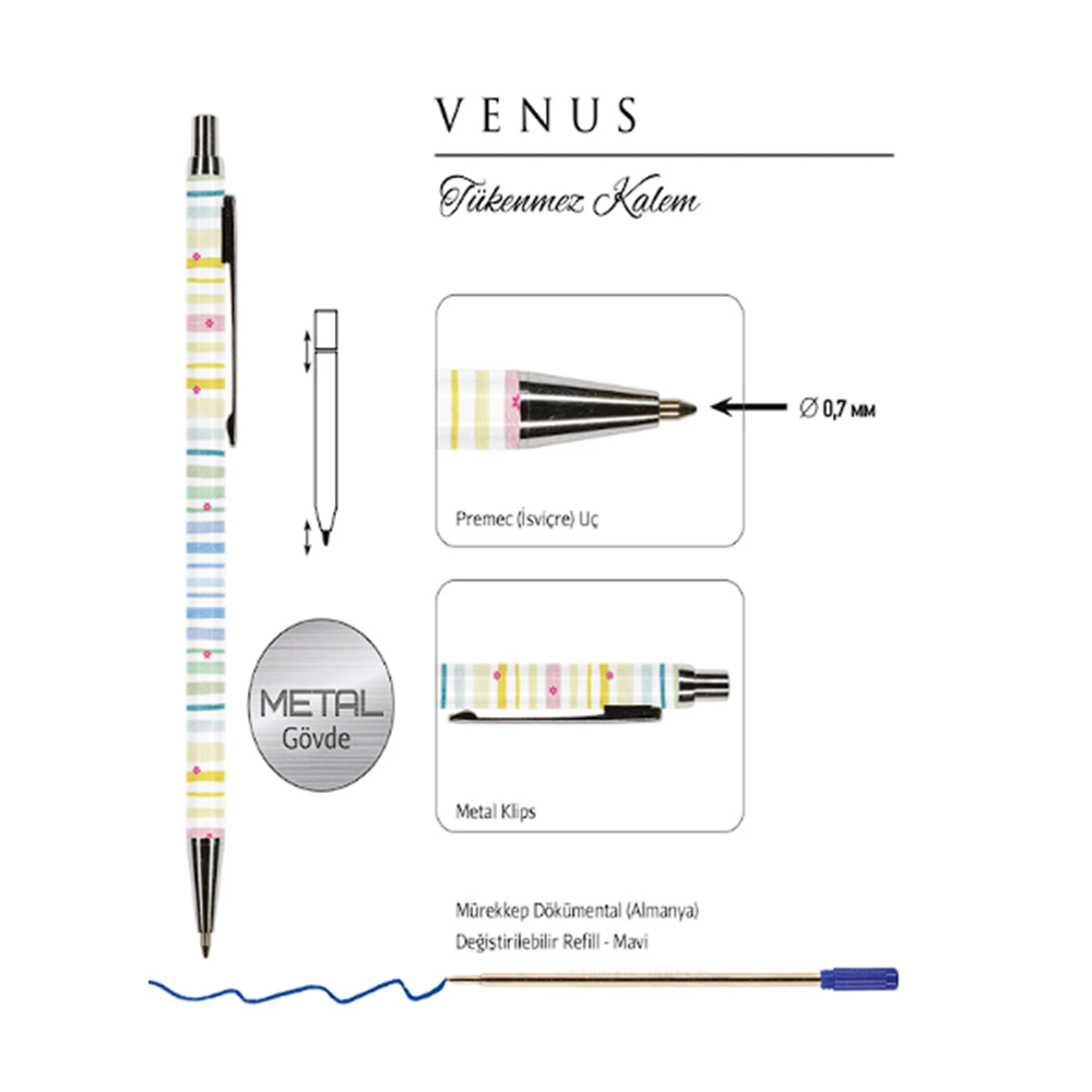 Victoria’s Journals VENUS 0.7 mm Mavi Tükenmez Kalem 320-2201