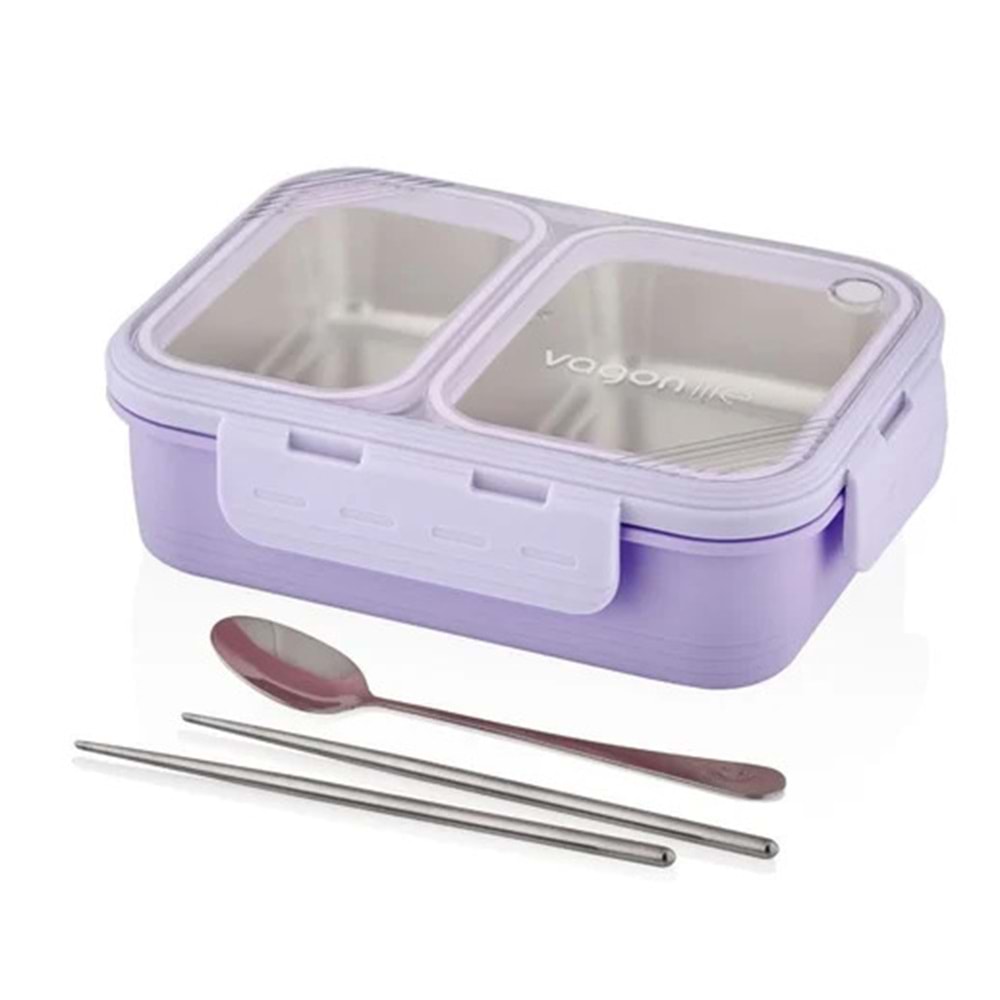 VAGONLİFE 700 ML 2 BÖLMELİ PASLANMAZ ÇELİK LUNCHBOX MOR