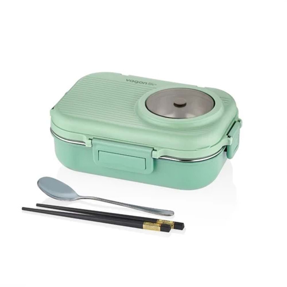 VAGONLİFE 900 ML 3 BÖLMELİ PASLANMAZ ÇELİK LUNCHBOX YEŞİL