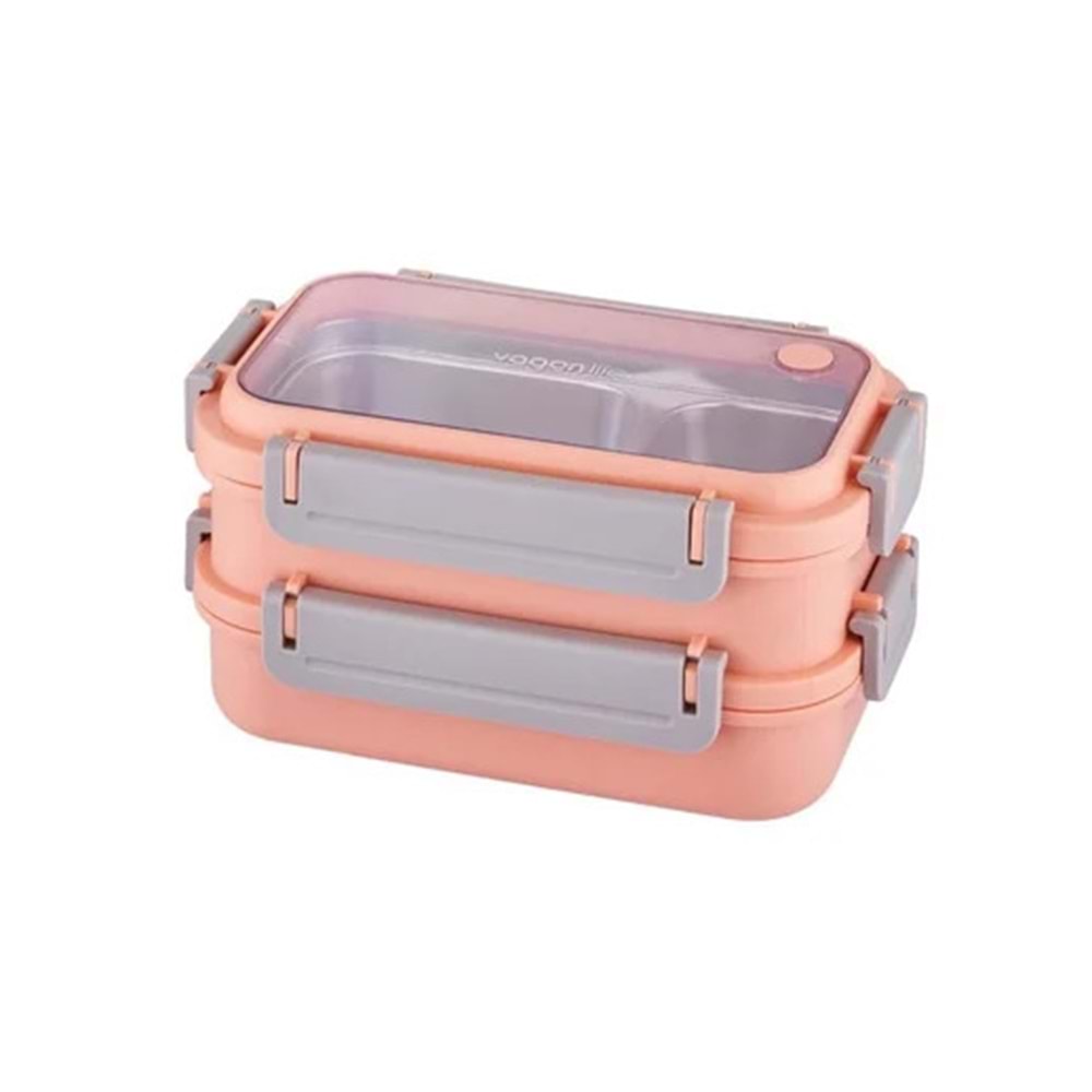 VAGONLİFE 1200 ML 3 BÖLMELİ PASLANMAZ ÇELİK LUNCHBOX PEMBE
