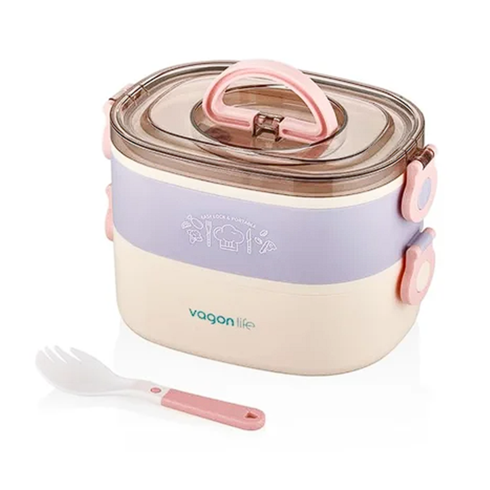 VAGONLİFE 1200 ML 3 BÖLMELİ ÇELİK LUNCHBOX PEMBE
