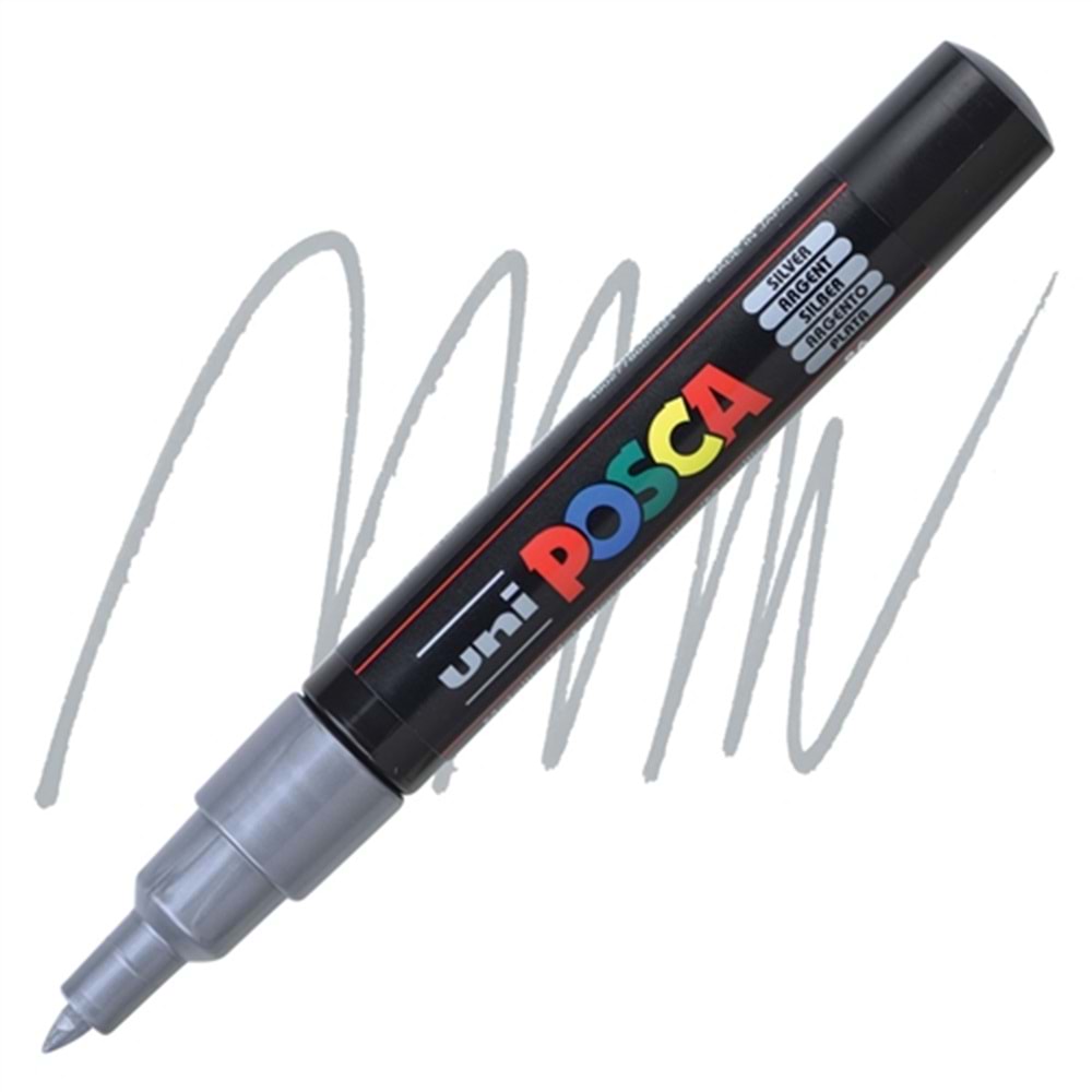 Uni Posca Su Bazlı Poster Markörü Pc-1M 0,7Mm Yuvarlak Uçlu Gümüş